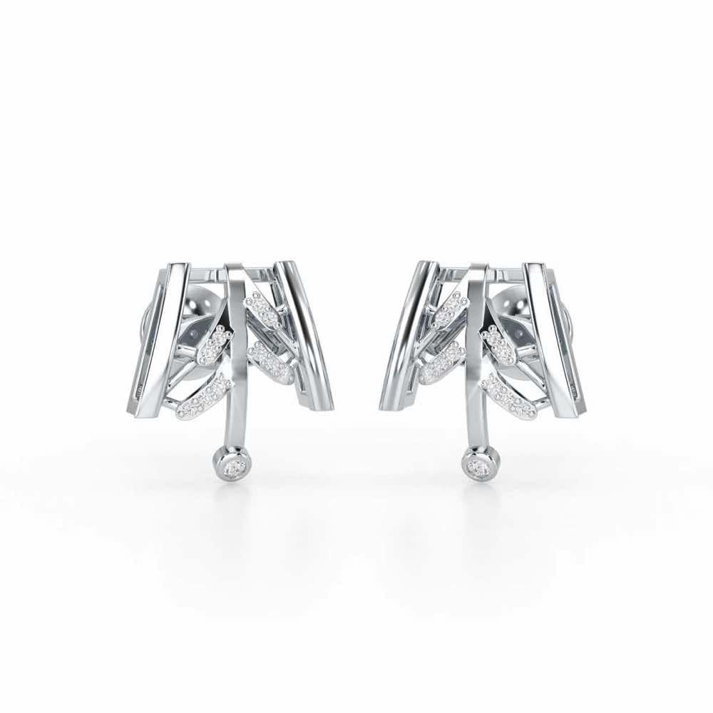 Luxe Grace Silver Stud Earrings - White Gold - Image 2