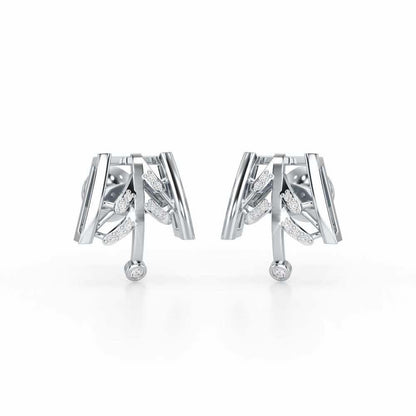 Luxe Grace Silver Stud Earrings - White Gold - Image 2