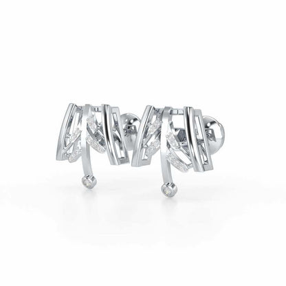 Luxe Grace Silver Stud Earrings - White Gold - Image 3