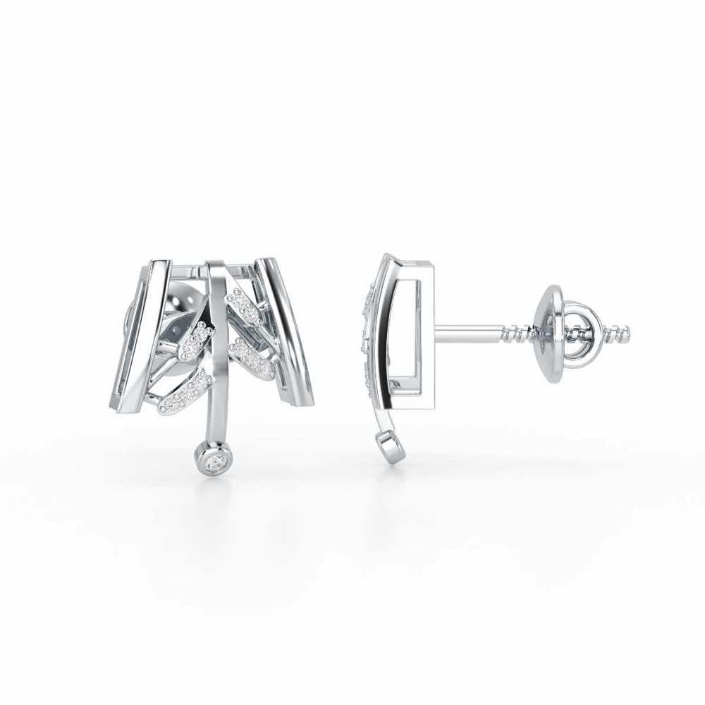 Luxe Grace Silver Stud Earrings - White Gold - Image 4