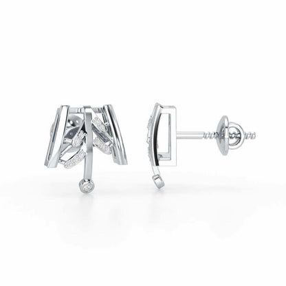 Luxe Grace Silver Stud Earrings - White Gold - Image 4