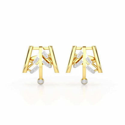 Luxe Grace Silver Stud Earrings - Yellow Gold - Image 1