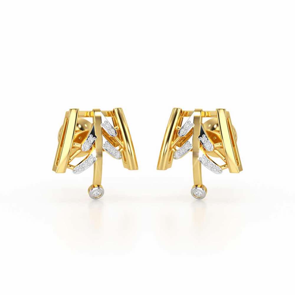 Luxe Grace Silver Stud Earrings - Yellow Gold - Image 2