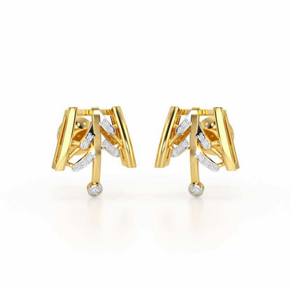 Luxe Grace Silver Stud Earrings - Yellow Gold - Image 2