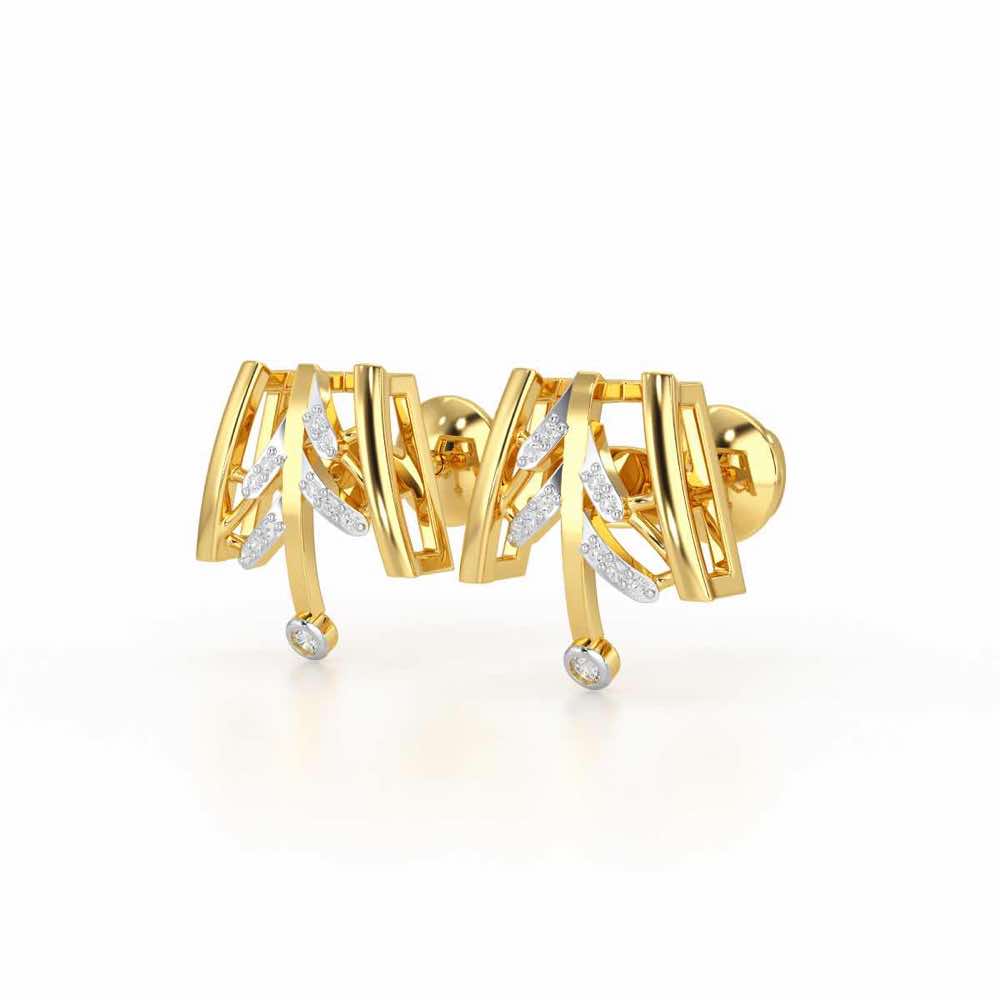 Luxe Grace Silver Stud Earrings - Yellow Gold - Image 3