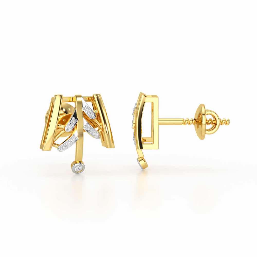 Luxe Grace Silver Stud Earrings - Yellow Gold - Image 4