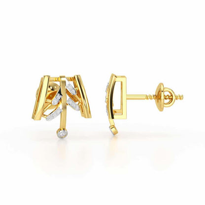 Luxe Grace Silver Stud Earrings - Yellow Gold - Image 4