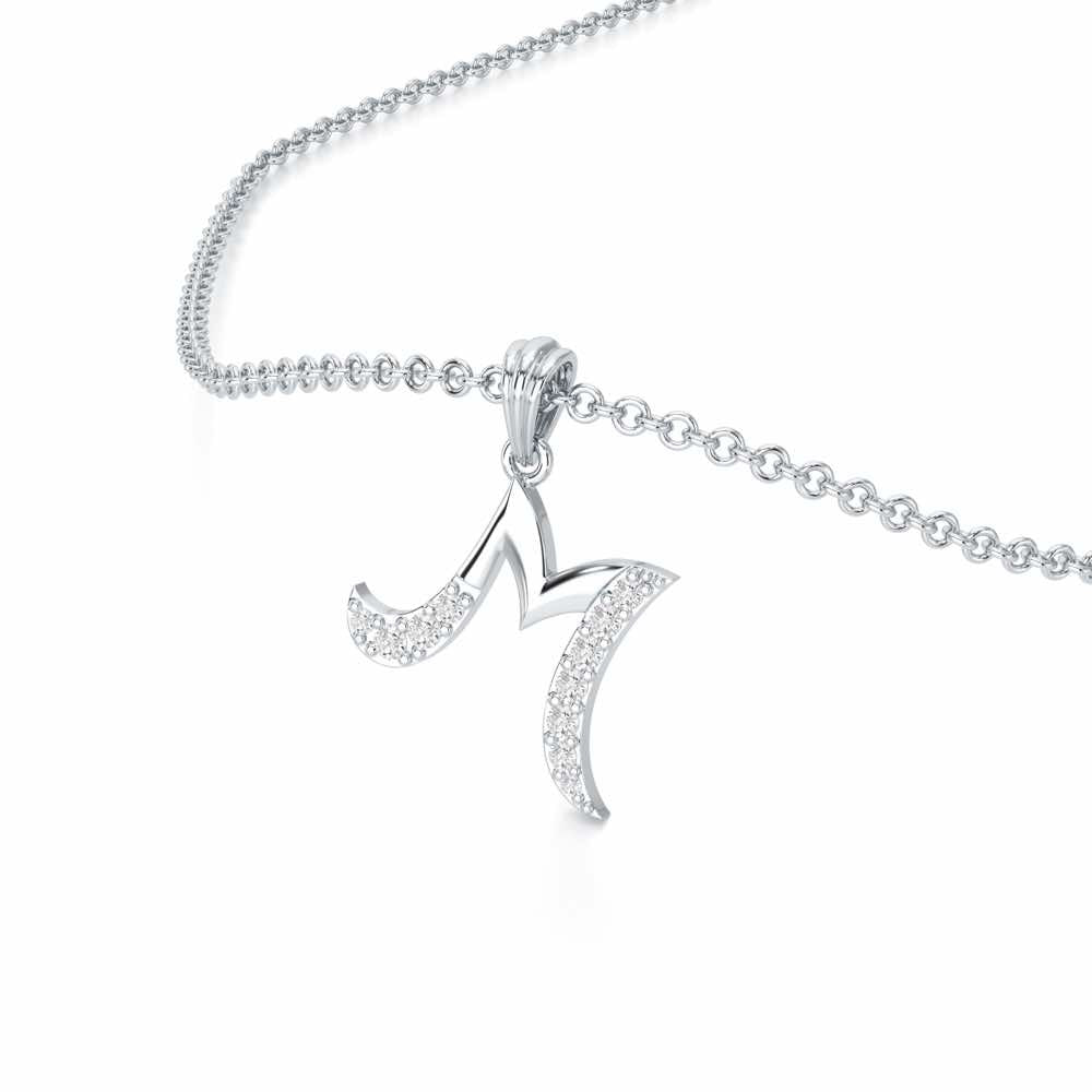 M-Luke Silver Pendant - White Gold - Image 2