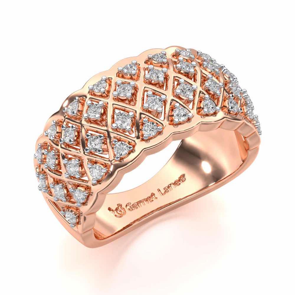 Magic Mesh Silver Band Ring - Rose Gold - Image 1