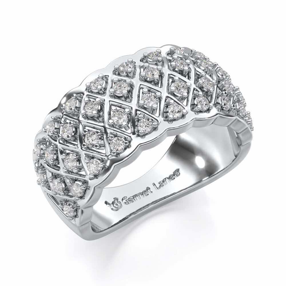 Magic Mesh Silver Band Ring - White Gold - Image 1