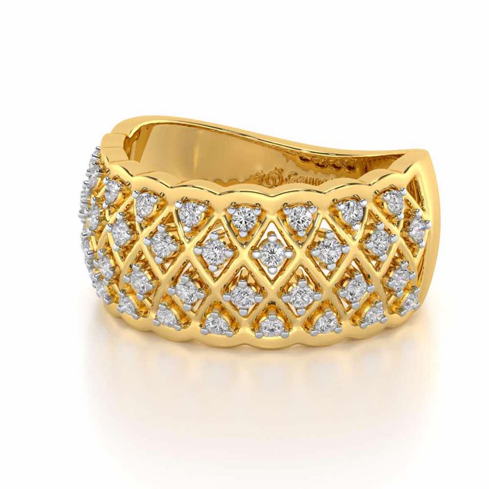 Magic Mesh Silver Band Ring - Yellow Gold - Image 2