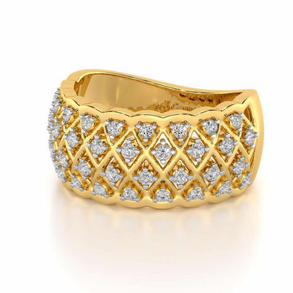 Magic Mesh Silver Band Ring - Yellow Gold - Image 2