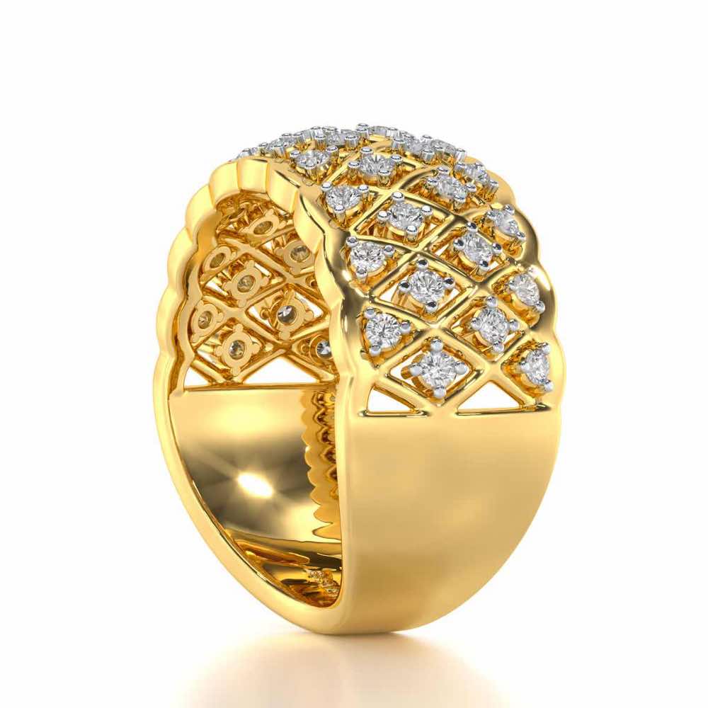 Magic Mesh Silver Band Ring - Yellow Gold - Image 3