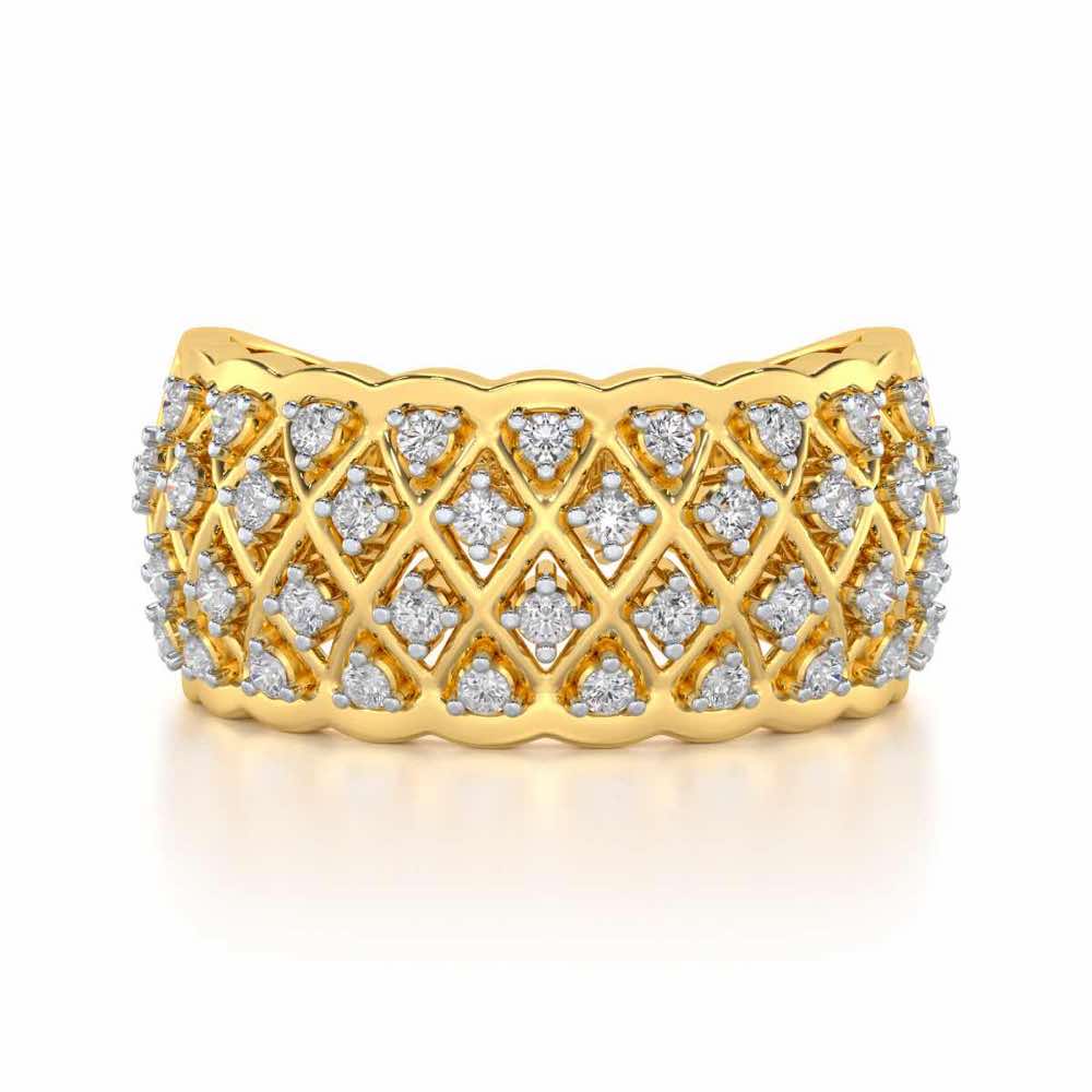 Magic Mesh Silver Band Ring - Yellow Gold - Image 4