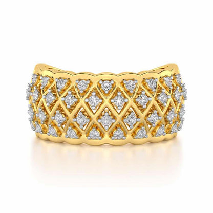 Magic Mesh Silver Band Ring - Yellow Gold - Image 4