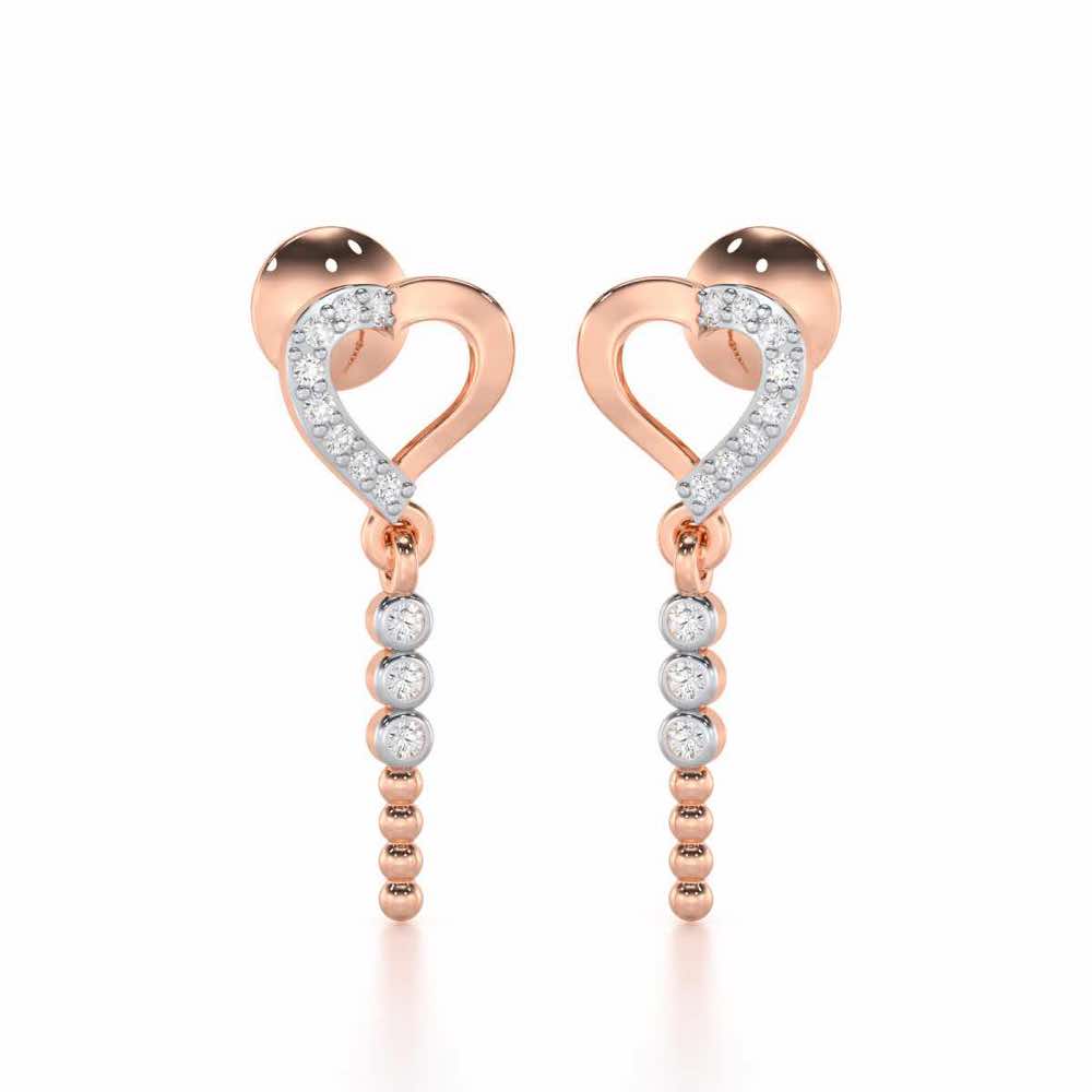 Magnificent Heart Silver Stud Earrings - Rose Gold - Image 1