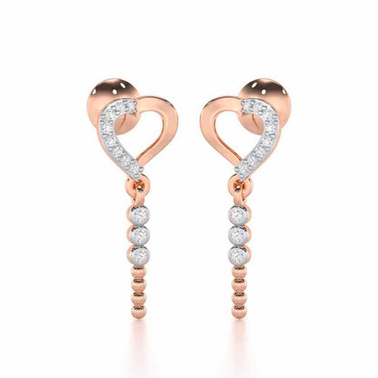 Magnificent Heart Silver Stud Earrings - Rose Gold - Image 1