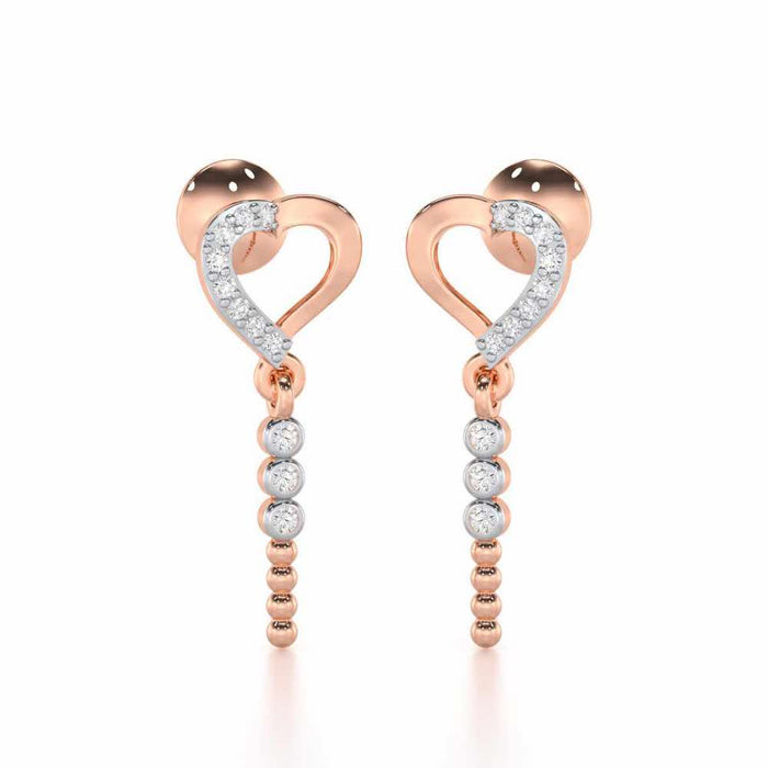 Magnificent Heart Silver Stud Earrings - Rose Gold - Image 1