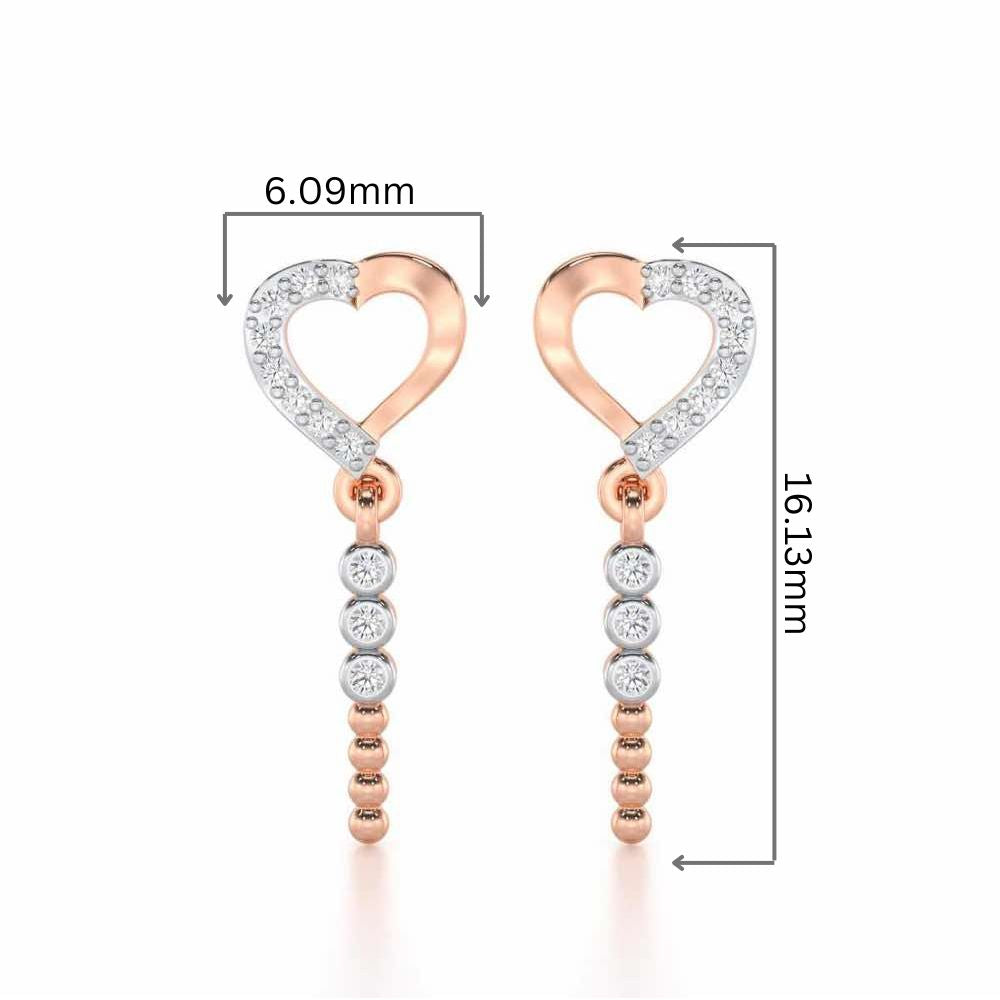 Magnificent Heart Silver Stud Earrings - Rose Gold - Image 2