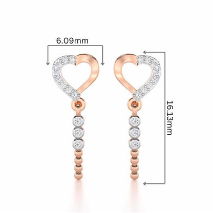 Magnificent Heart Silver Stud Earrings - Rose Gold - Image 2