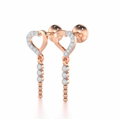 Magnificent Heart Silver Stud Earrings - Rose Gold - Image 3