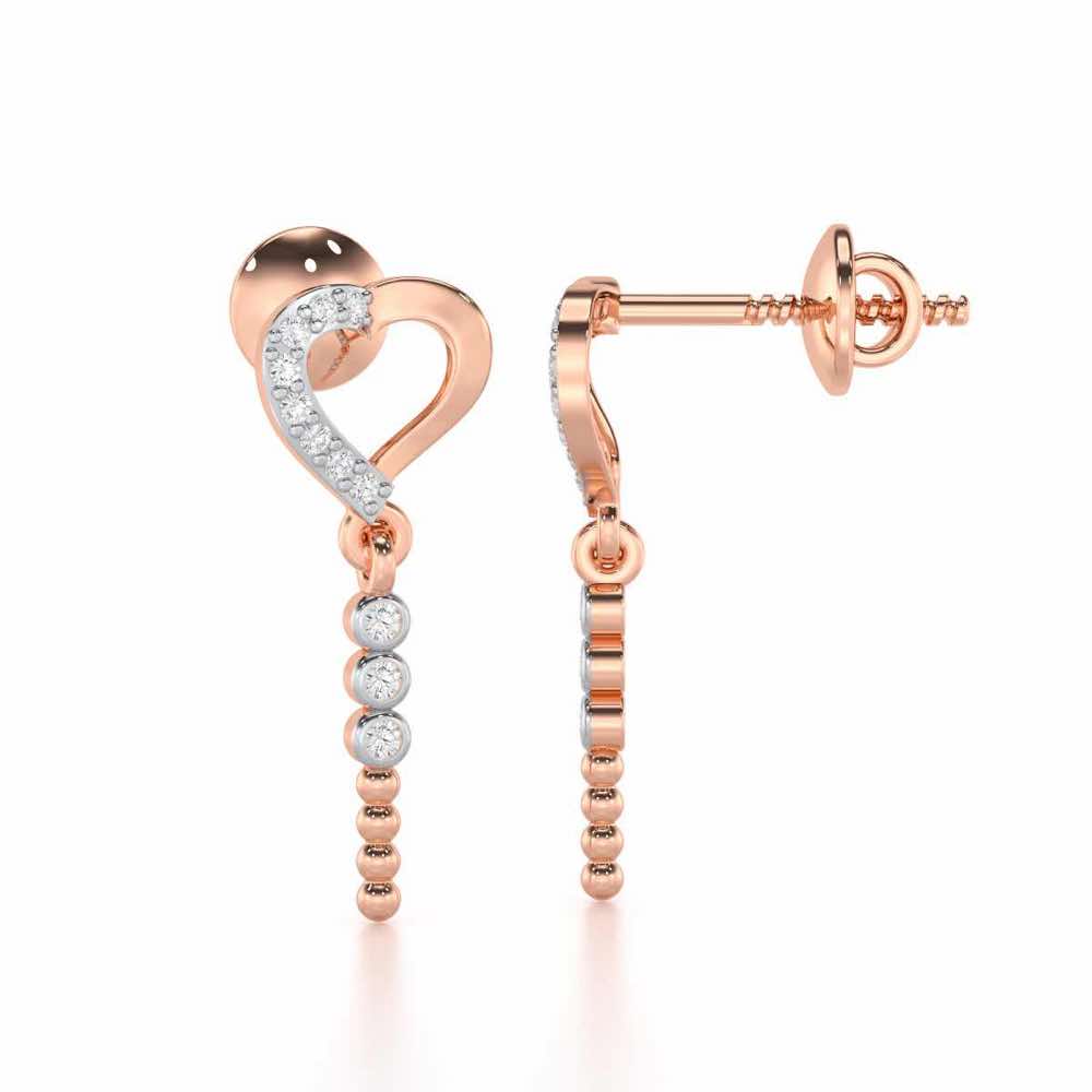 Magnificent Heart Silver Stud Earrings - Rose Gold - Image 4