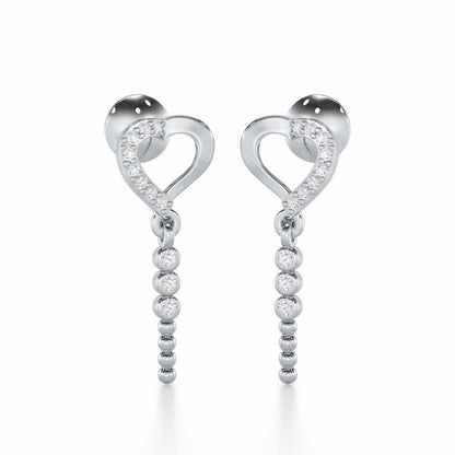 Magnificent Heart Silver Stud Earrings - White Gold - Image 1