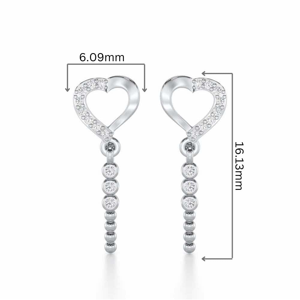 Magnificent Heart Silver Stud Earrings - White Gold - Image 2