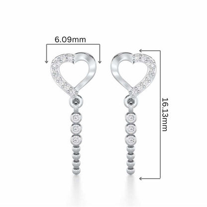 Magnificent Heart Silver Stud Earrings - White Gold - Image 2