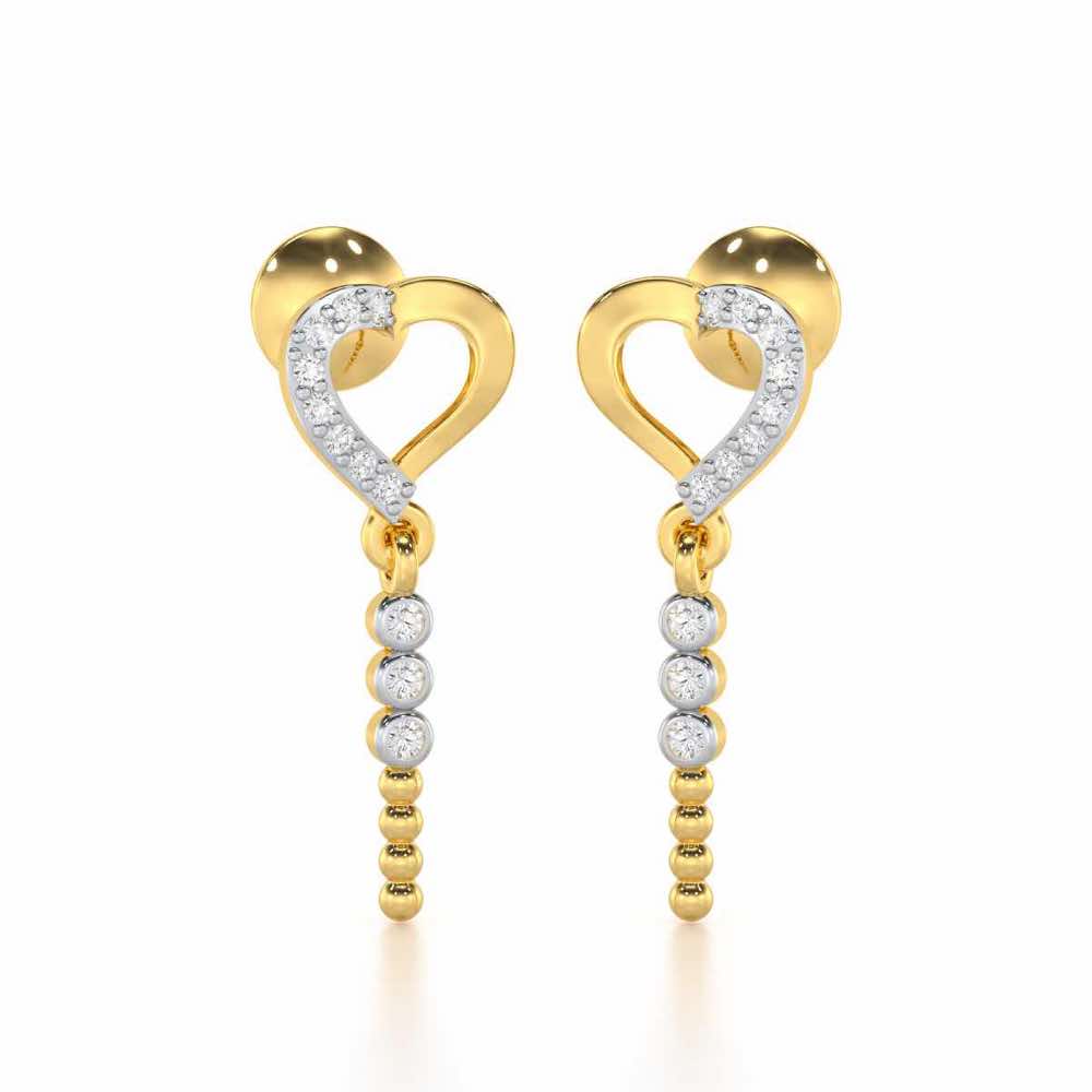 Magnificent Heart Silver Stud Earrings - Yellow Gold - Image 1