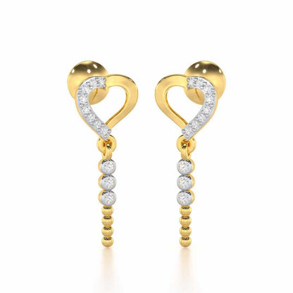 Magnificent Heart Silver Stud Earrings - Yellow Gold - Image 1
