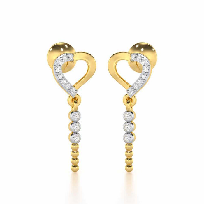 Magnificent Heart Silver Stud Earrings - Yellow Gold - Image 1