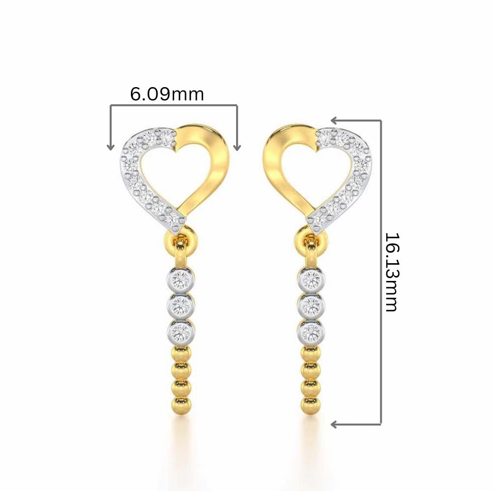 Magnificent Heart Silver Stud Earrings - Yellow Gold - Image 2