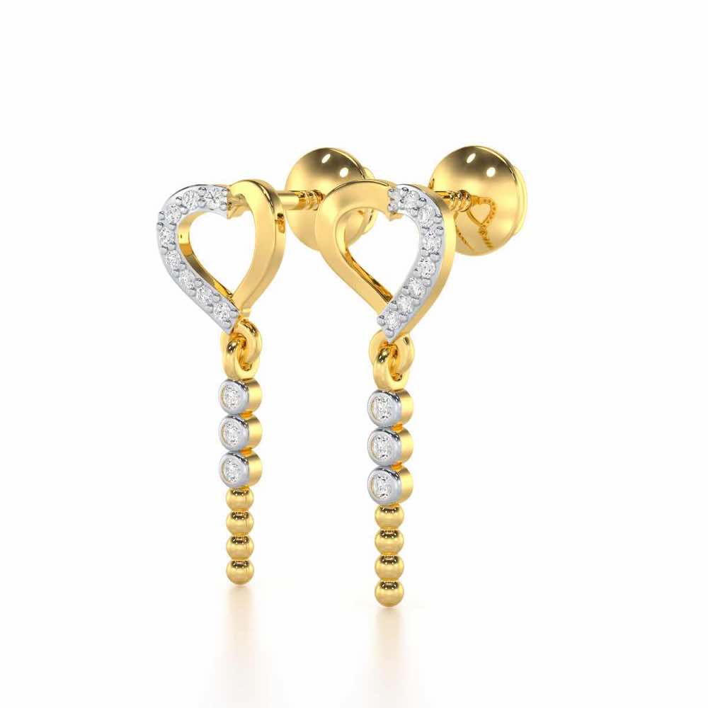 Magnificent Heart Silver Stud Earrings - Yellow Gold - Image 3