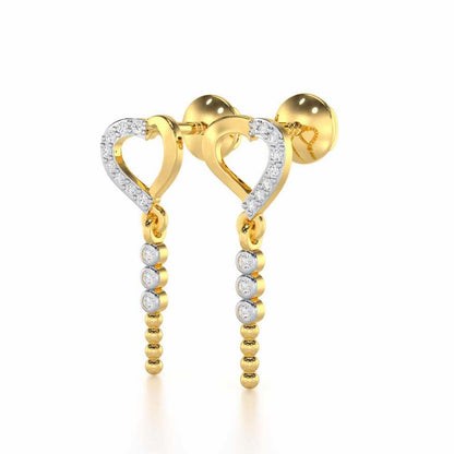 Magnificent Heart Silver Stud Earrings - Yellow Gold - Image 3