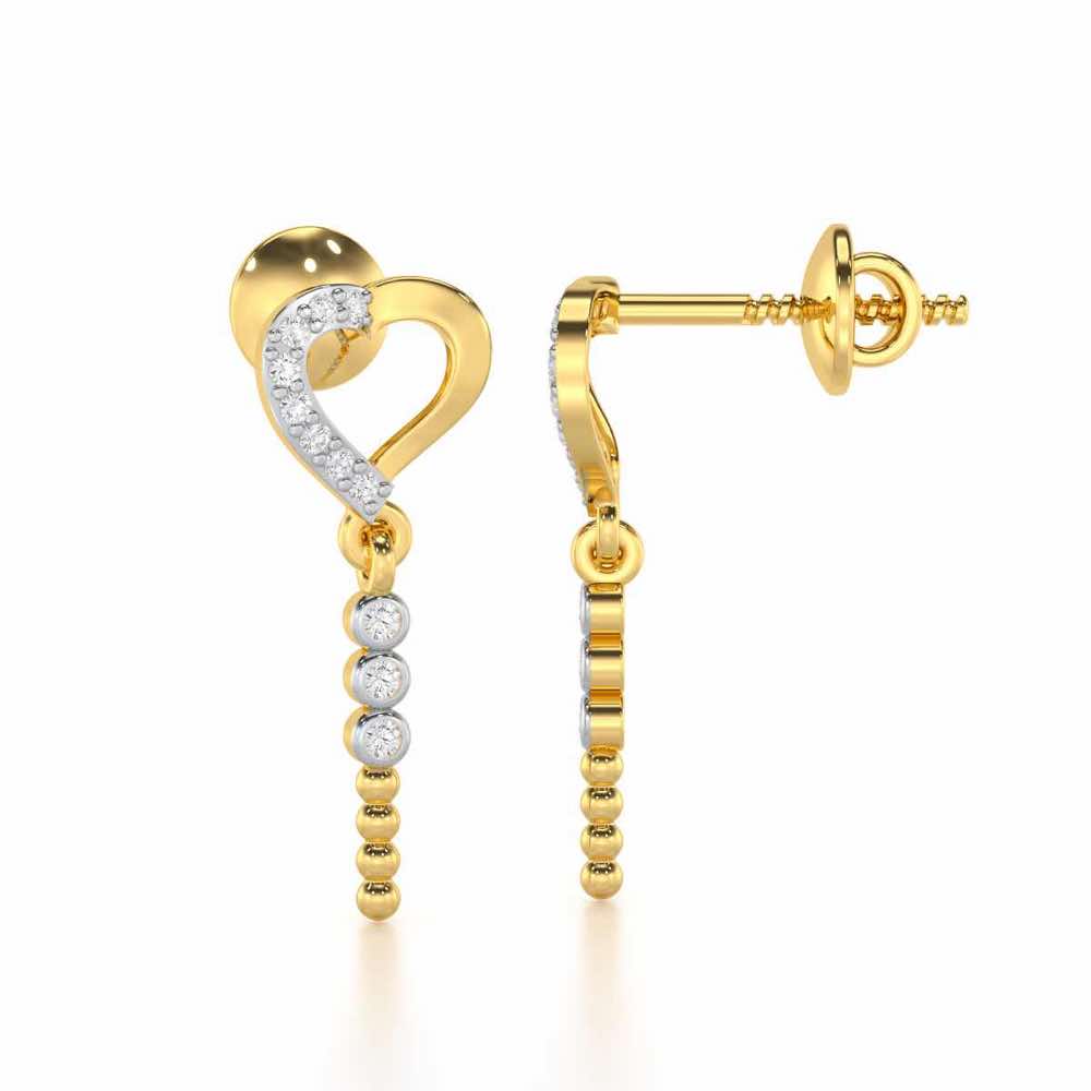 Magnificent Heart Silver Stud Earrings - Yellow Gold - Image 4