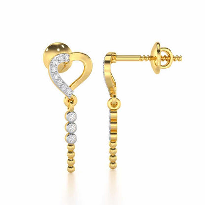 Magnificent Heart Silver Stud Earrings - Yellow Gold - Image 4