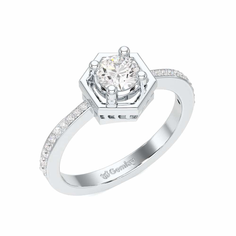 Majestic Luminescence Solitaire Ring - White Gold - Image 1