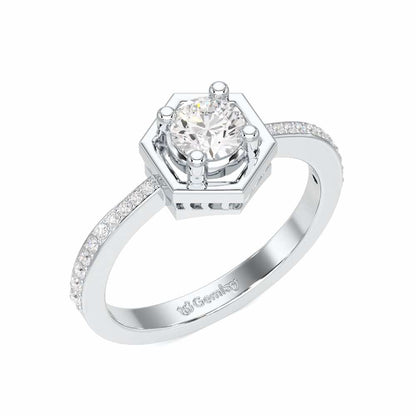 Majestic Luminescence Solitaire Ring - White Gold - Image 1