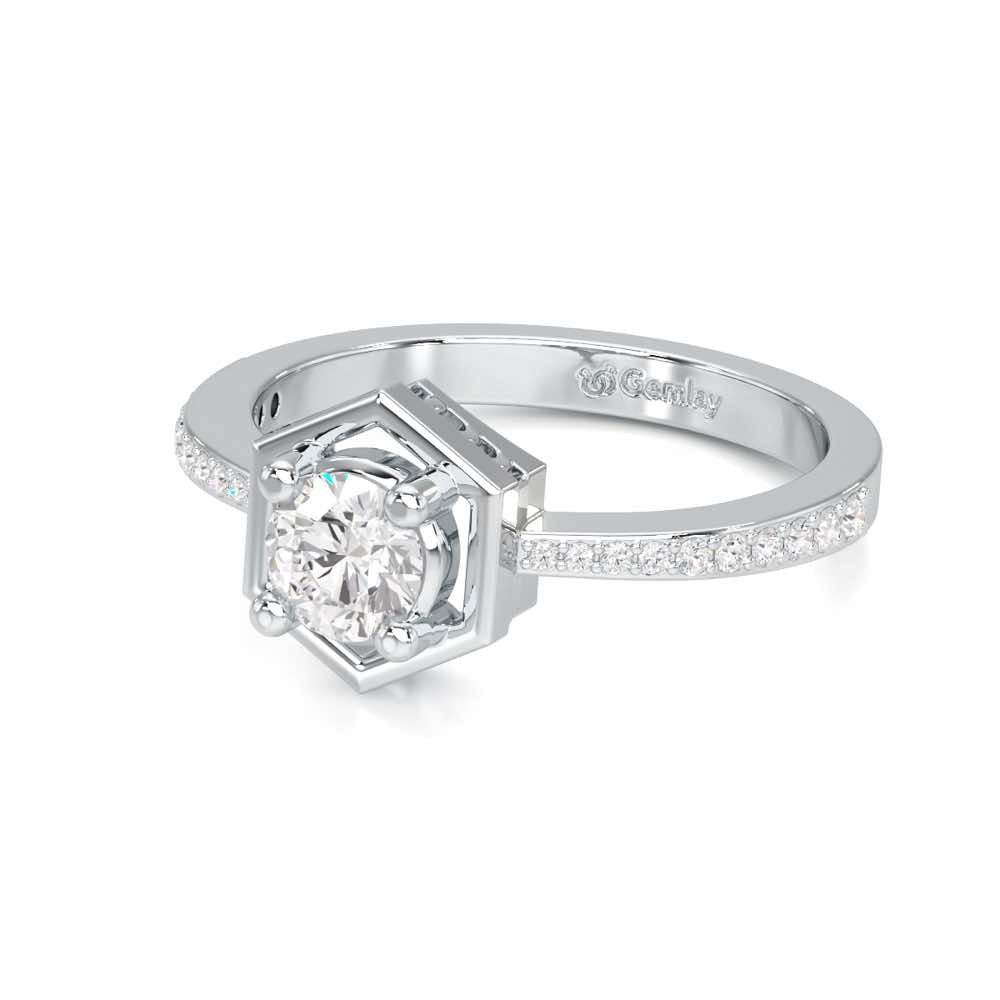 Majestic Luminescence Solitaire Ring - White Gold - Image 2