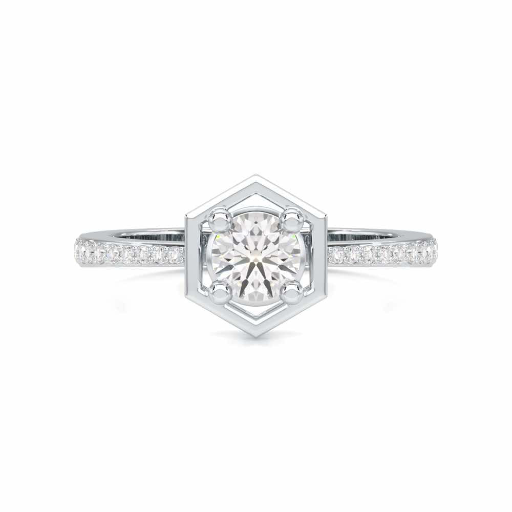Majestic Luminescence Solitaire Ring - White Gold - Image 4