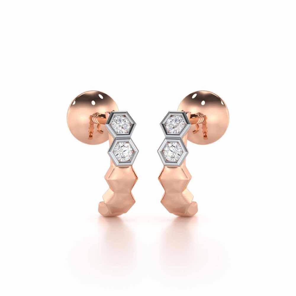 Majestic Marvel Silver Stud Earrings - Rose Gold - Image 1