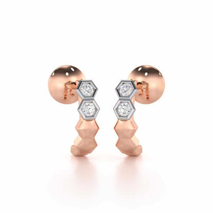 Majestic Marvel Silver Stud Earrings - Rose Gold - Image 1