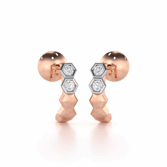 Majestic Marvel Silver Stud Earrings - Rose Gold - Image 1
