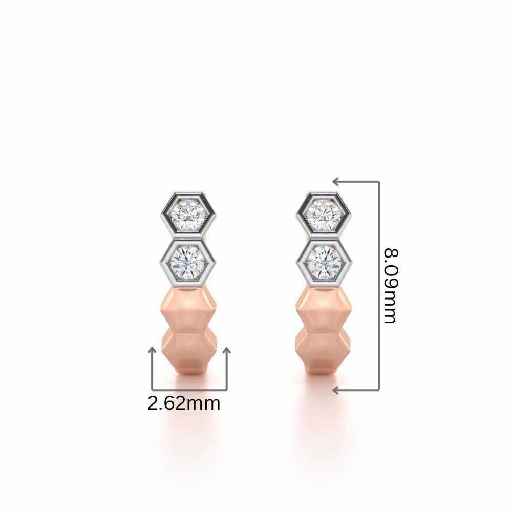Majestic Marvel Silver Stud Earrings - Rose Gold - Image 2