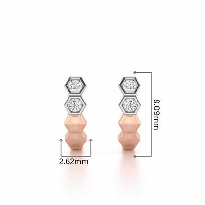 Majestic Marvel Silver Stud Earrings - Rose Gold - Image 2
