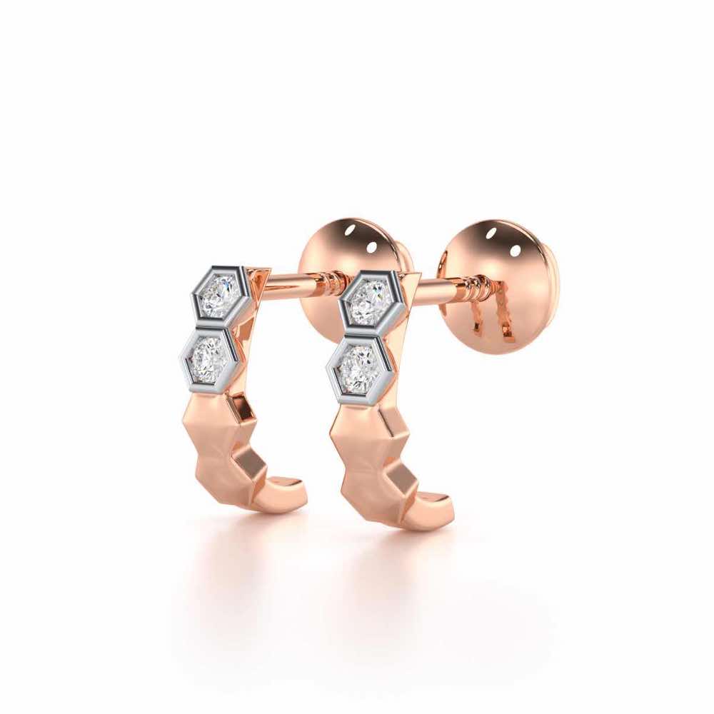 Majestic Marvel Silver Stud Earrings - Rose Gold - Image 3