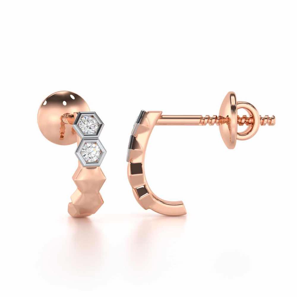 Majestic Marvel Silver Stud Earrings - Rose Gold - Image 4