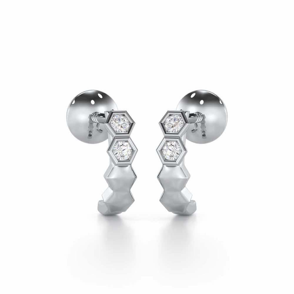 Majestic Marvel Silver Stud Earrings - White Gold - Image 1