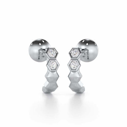 Majestic Marvel Silver Stud Earrings - White Gold - Image 1